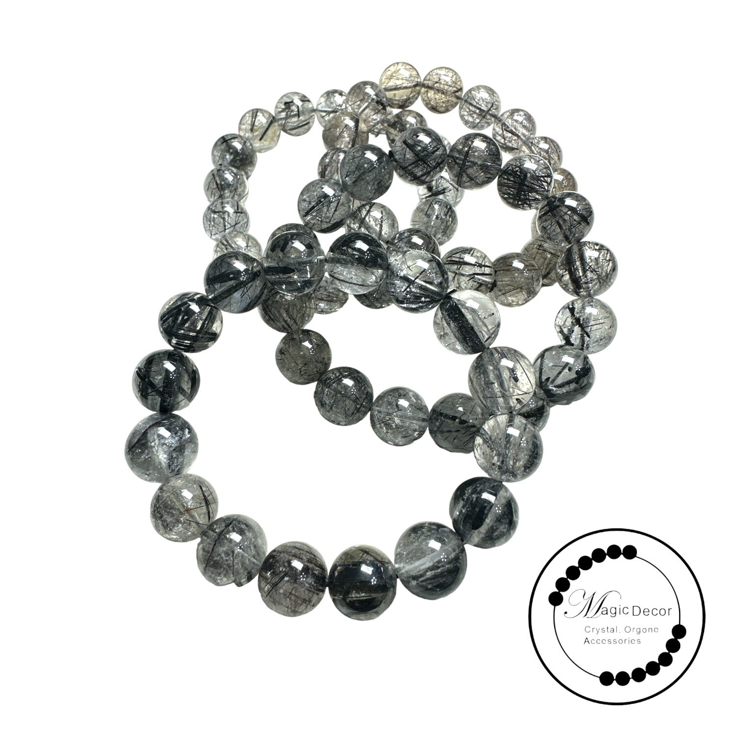 0708-B60 14mm+傳承級透體黑髮晶手串