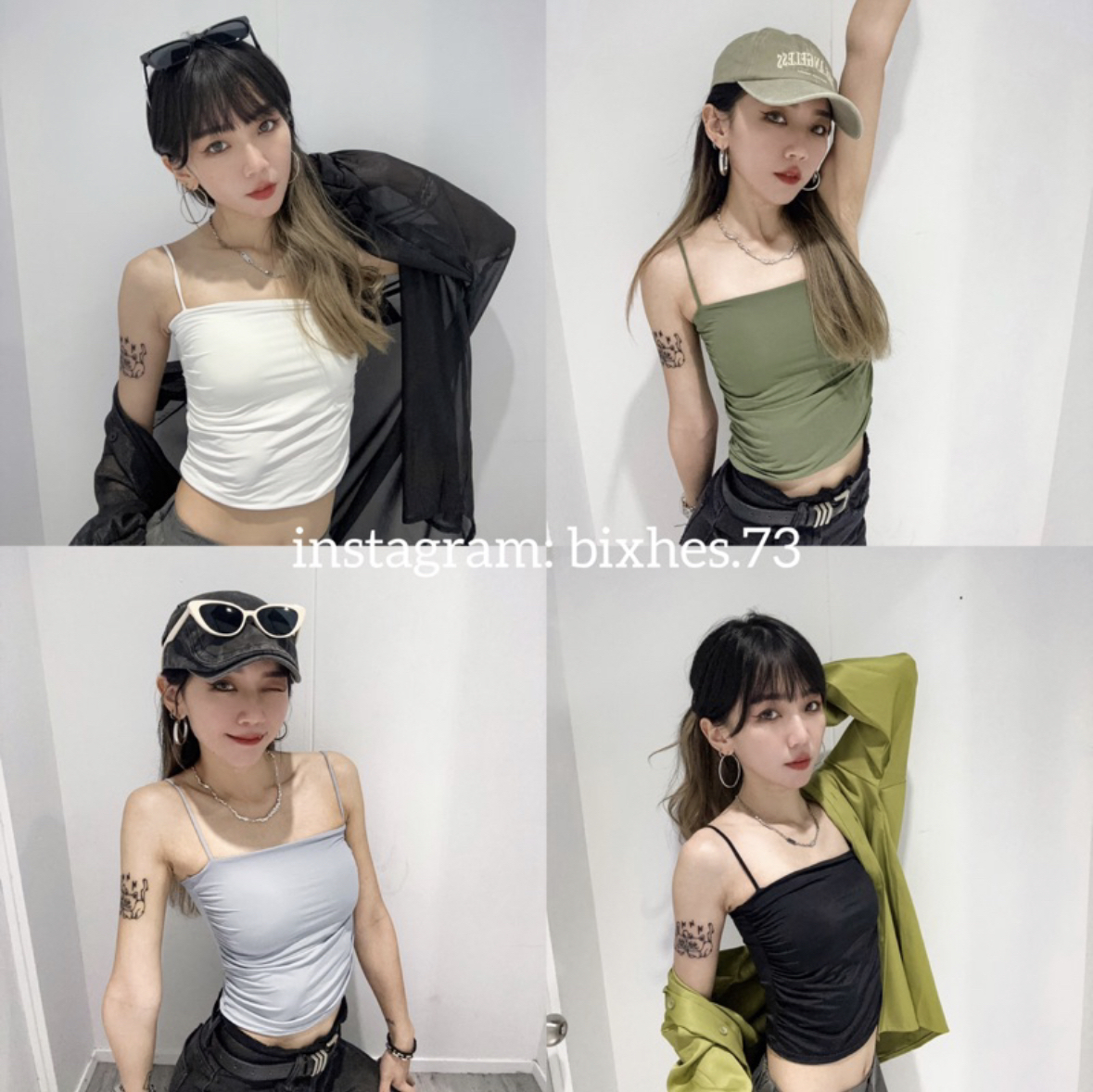 細肩抓皺帶墊背心(C00002)