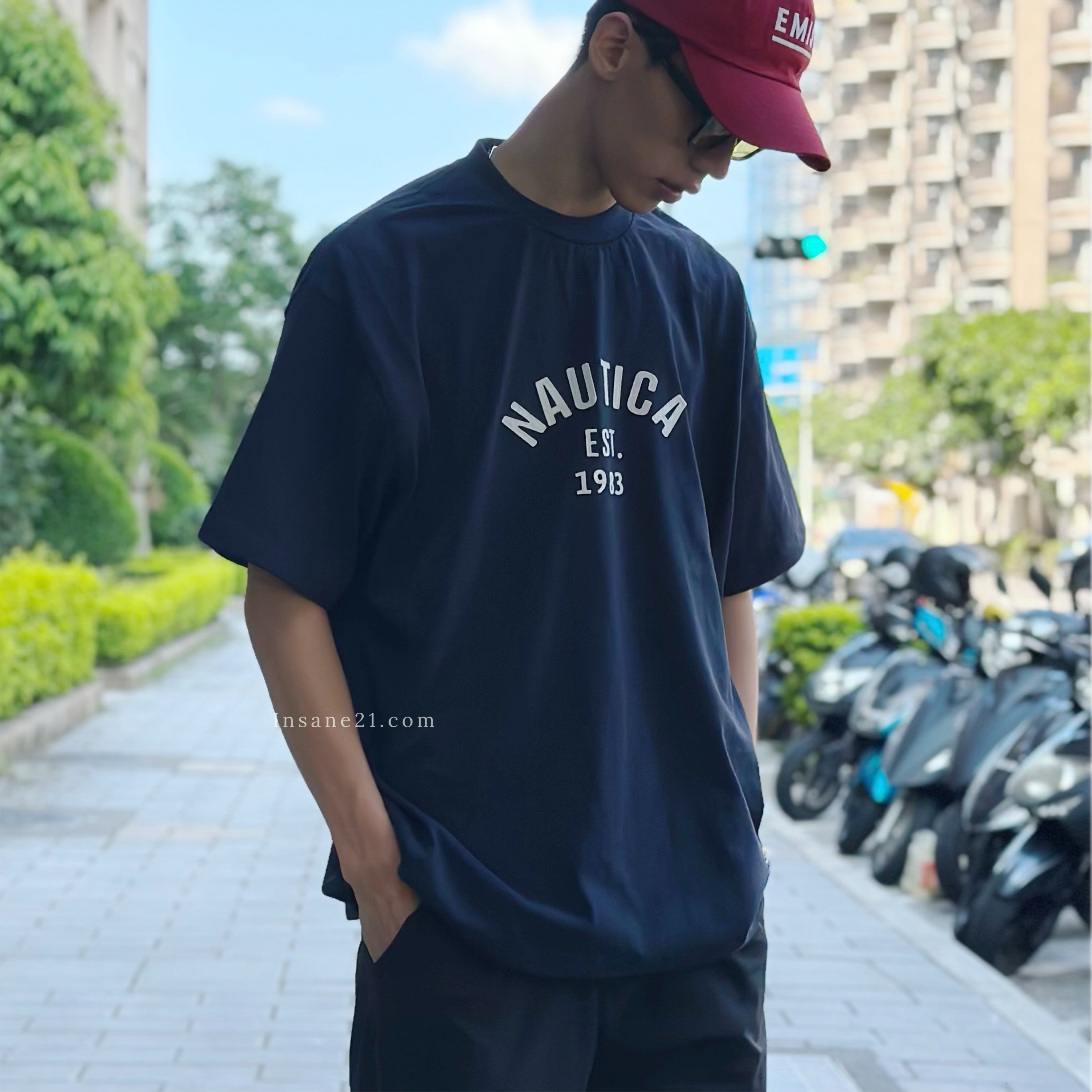 NAUTICA 重磅 T-Shirt 胸前貼布LOGO EST.1983 白//淺灰/黑//酒紅//海軍藍