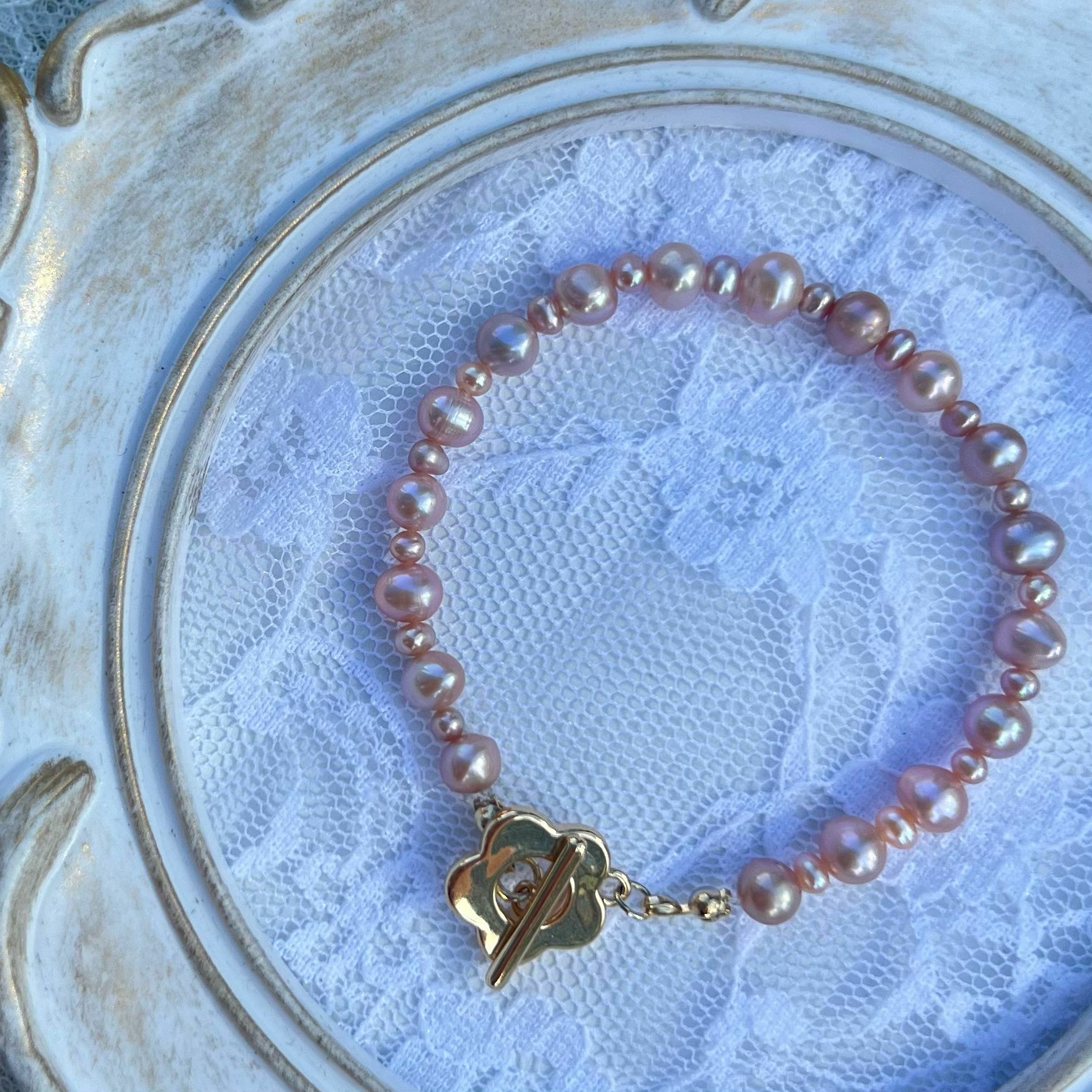 RABBIT BOUQUET天然石手作水晶手鏈-Rose Pearl