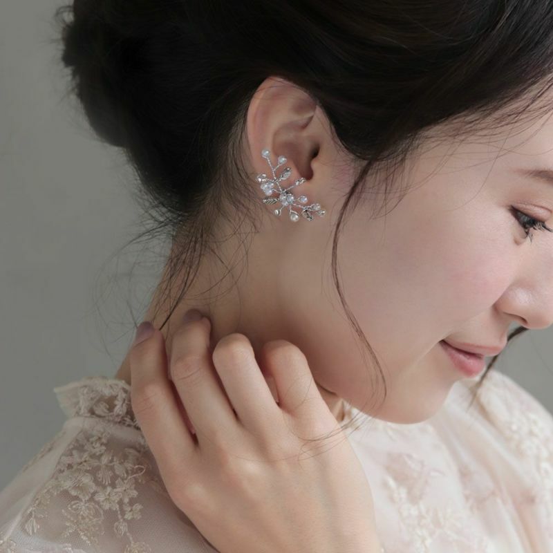 金屬葉子珍珠耳環