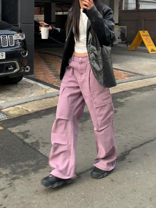 現貨🇰🇷Holy in code 水洗 工裝 大口袋 寬鬆 落地 牛仔褲