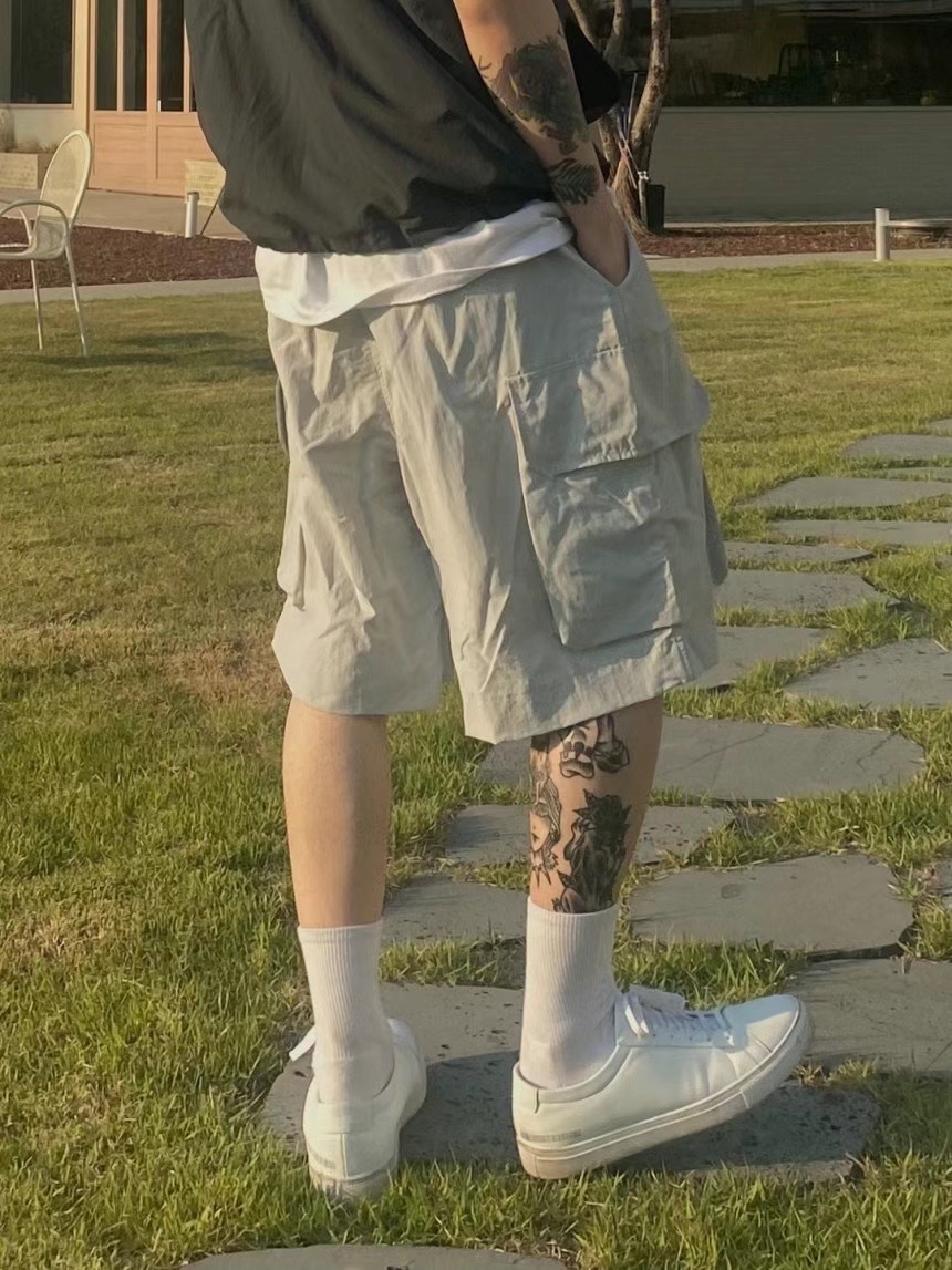 🇰🇷韓國 側口袋 寬鬆 尼龍 工裝 短褲 五分褲