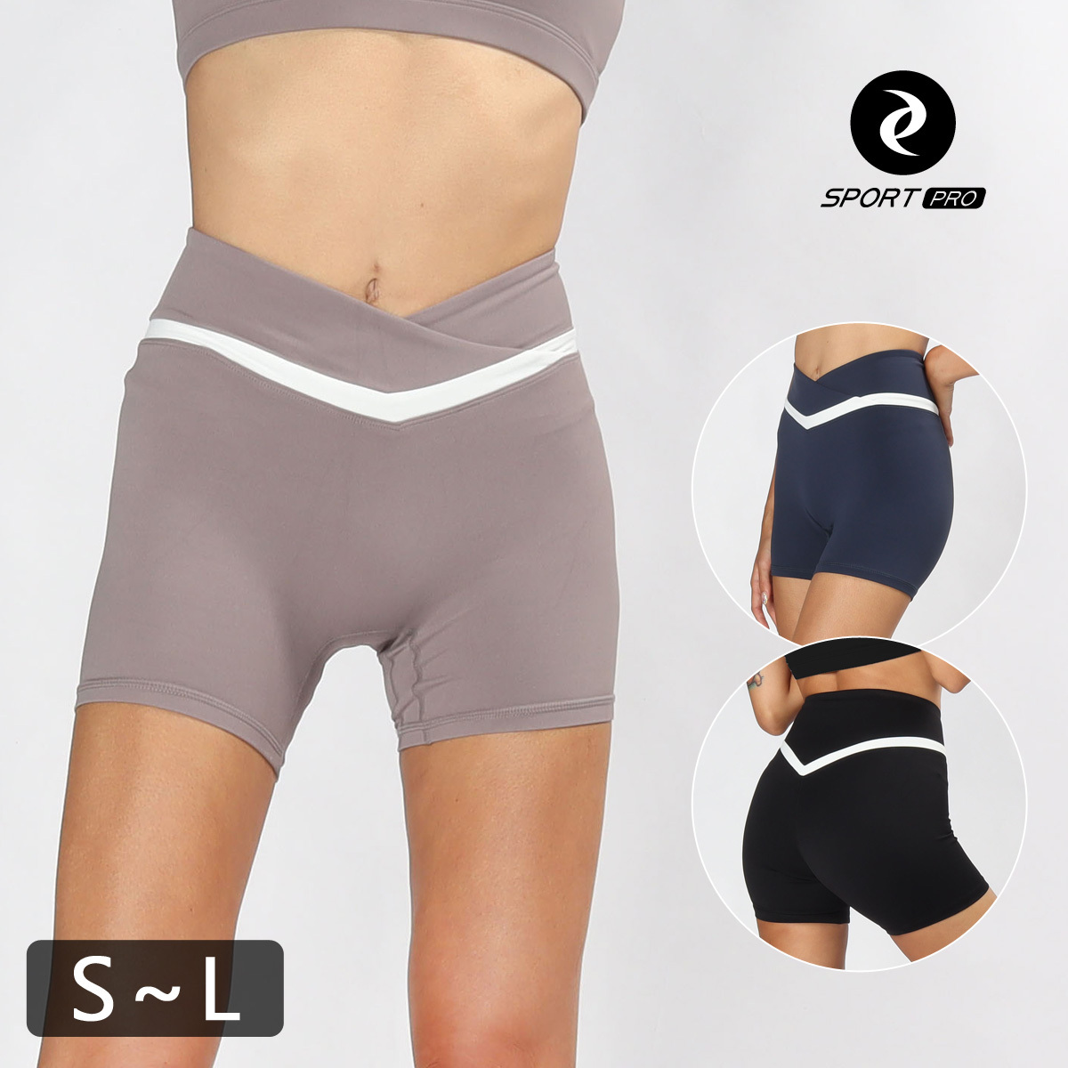 收腰V型交疊翹臀兩分瑜珈/運動/機能短褲*