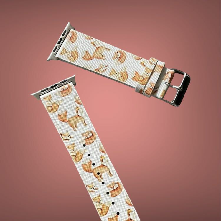 蘋果皮革印花錶帶 - 圖案 V8032K