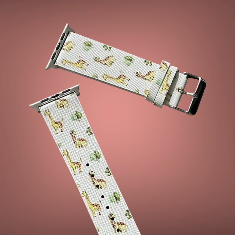 蘋果皮革印花錶帶 - 圖案 V8028K