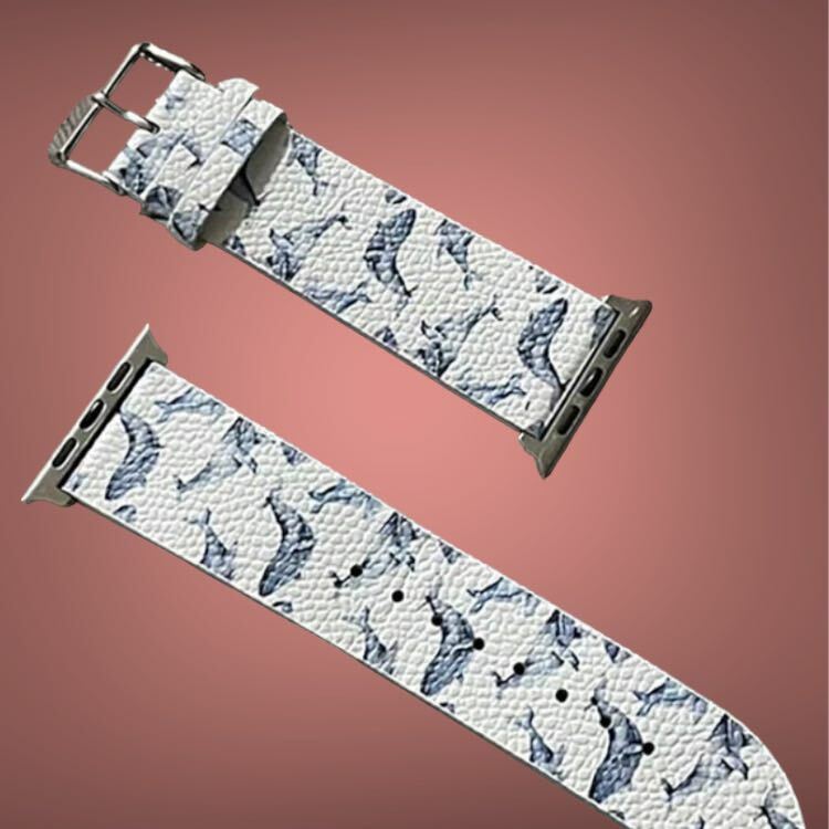 蘋果皮革印花錶帶 - 圖案 V8027M