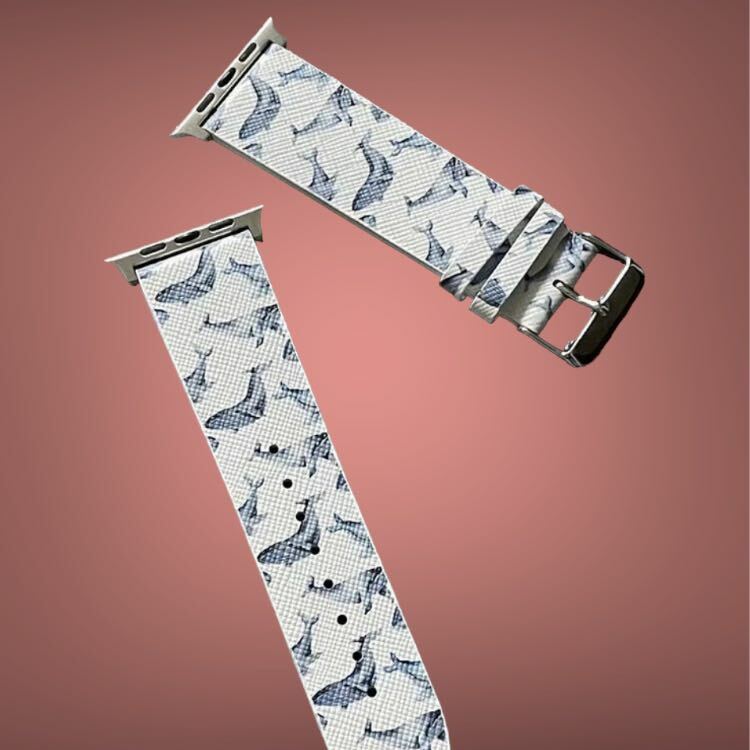 蘋果皮革印花錶帶 - 圖案 V8027K