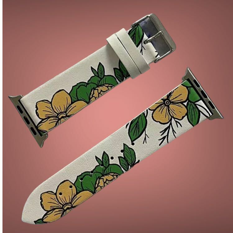 蘋果皮革印花錶帶 - 圖案 V6007