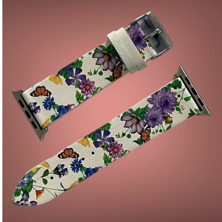 蘋果皮革印花錶帶 - 圖案 V6006