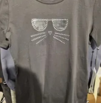 [S] KARL LAGERFELD CHOUPETTE STUDS LOGO TEE,BLACK, L2WHD034-BLK (SKL651)