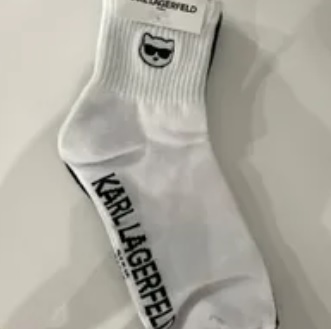 [S] KARL LAGERFELD LWSHHA01 CHOUPETTE PATCH SOCK,BLACK/WHITE COMBO, 755404642935 (SKL653)