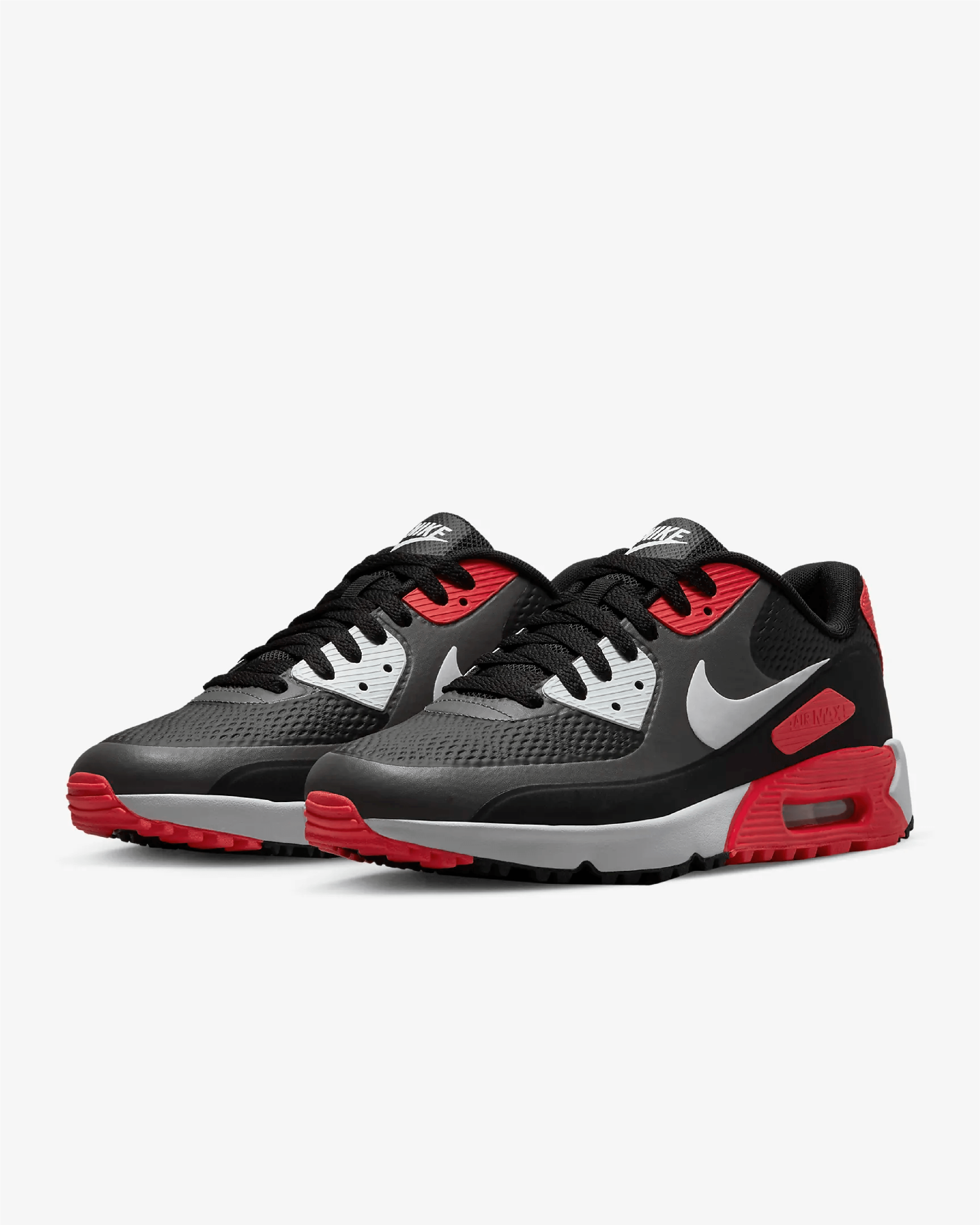 NIKE【男女同款】Air Max 90 G 高爾夫球鞋(無釘/黑紅白), CU9978-010