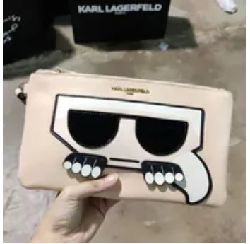 [S] KARL LAGERFELD LH0LZ604 MAYBELLE WRISTLET,FWN/BLACK, 194775465581 (SKL656)