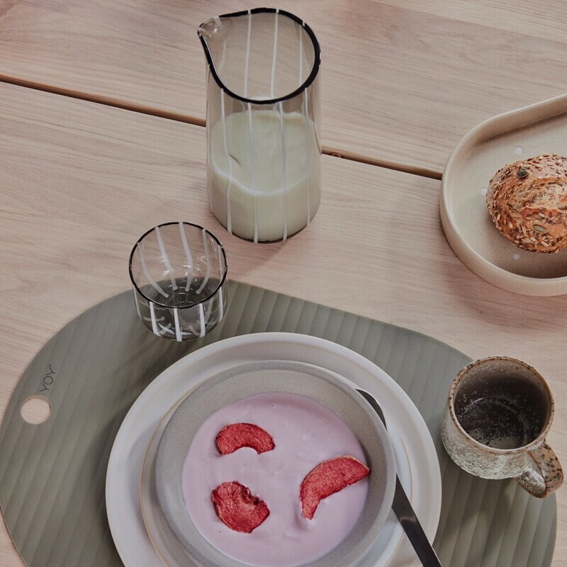 OYOY Mizu條紋⼿⼯玻璃杯2 入組 / 威⼠忌杯 - 格雷灰