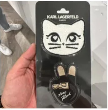 [S] KARL LAGERFELD KZLP9070 CHOUPETTE PEACE SIGN PATCH 2-PACK,BLACK/WHITE, 755404986121 (SKL661)