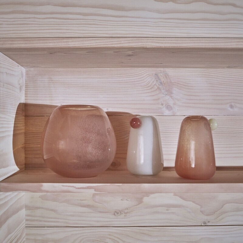 OYOY Lasi ⼿作琉璃⽔滴花器 / 暖褐色