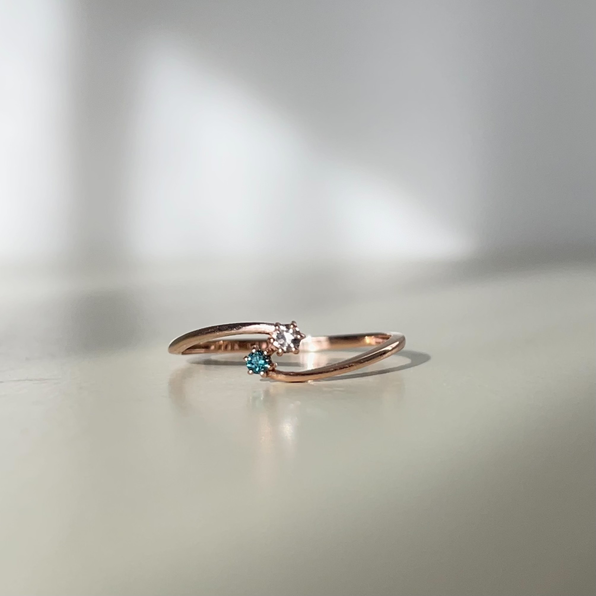 14k shooting star藍鑽戒指