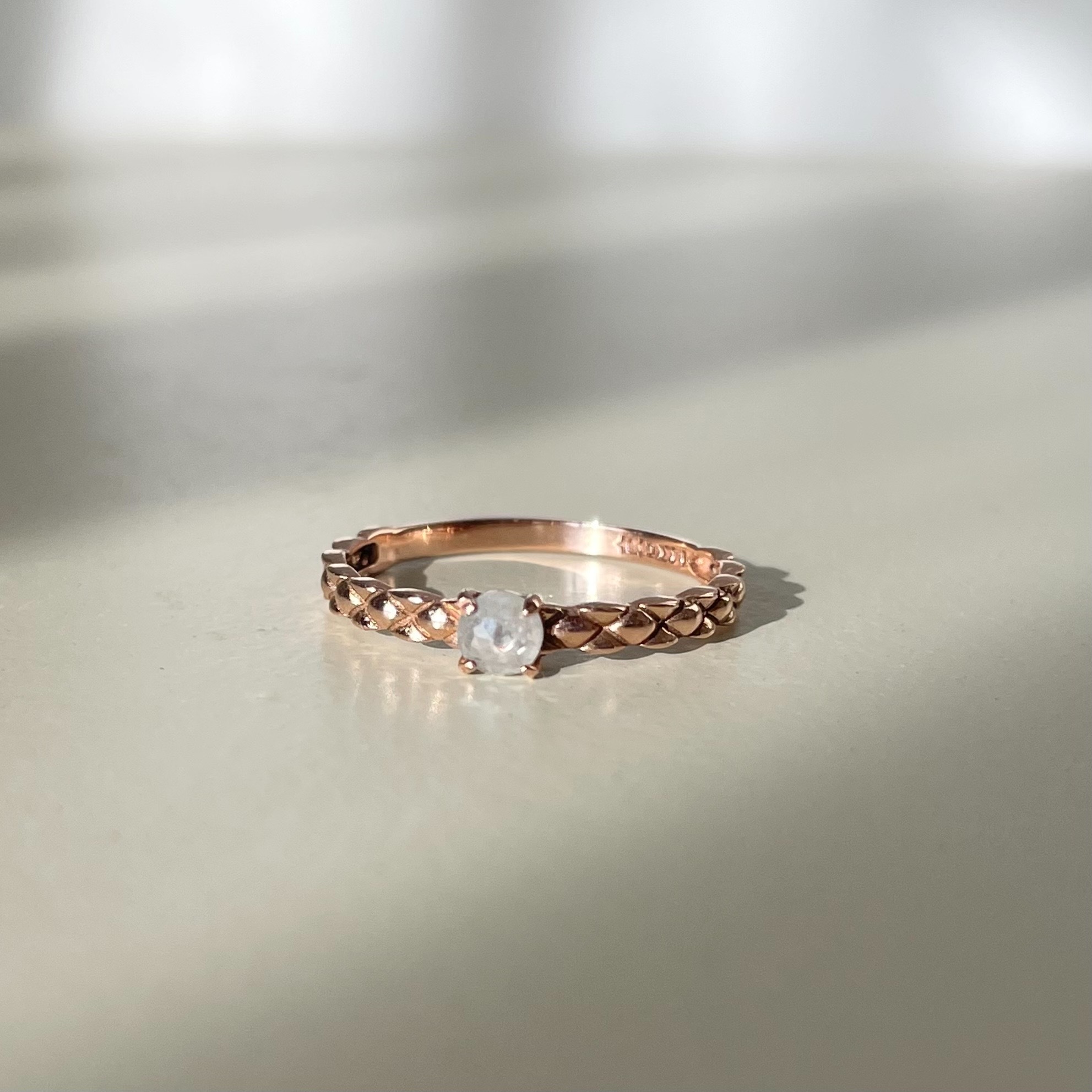 14k coco灰鑽原礦戒指