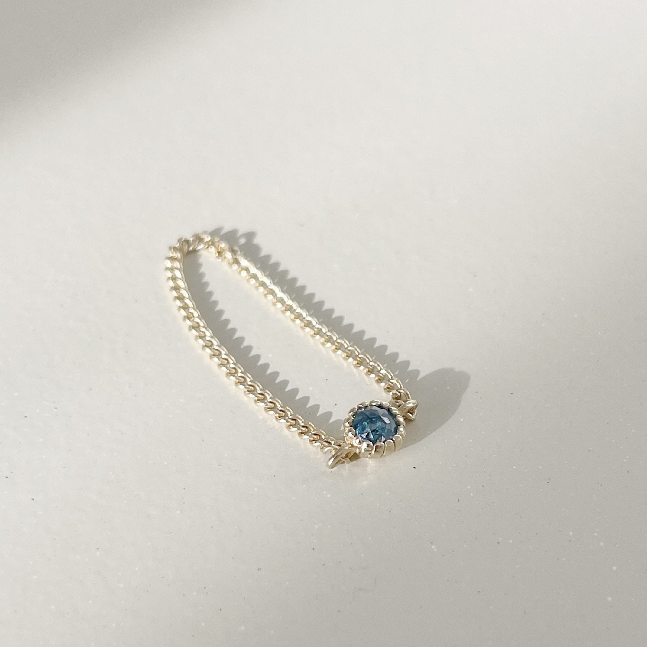 14k蛋糕藍鑽原礦古巴鍊戒