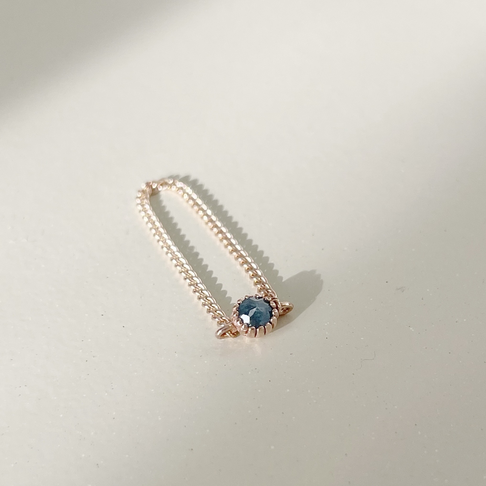 14k蛋糕藍鑽原礦古巴鍊戒