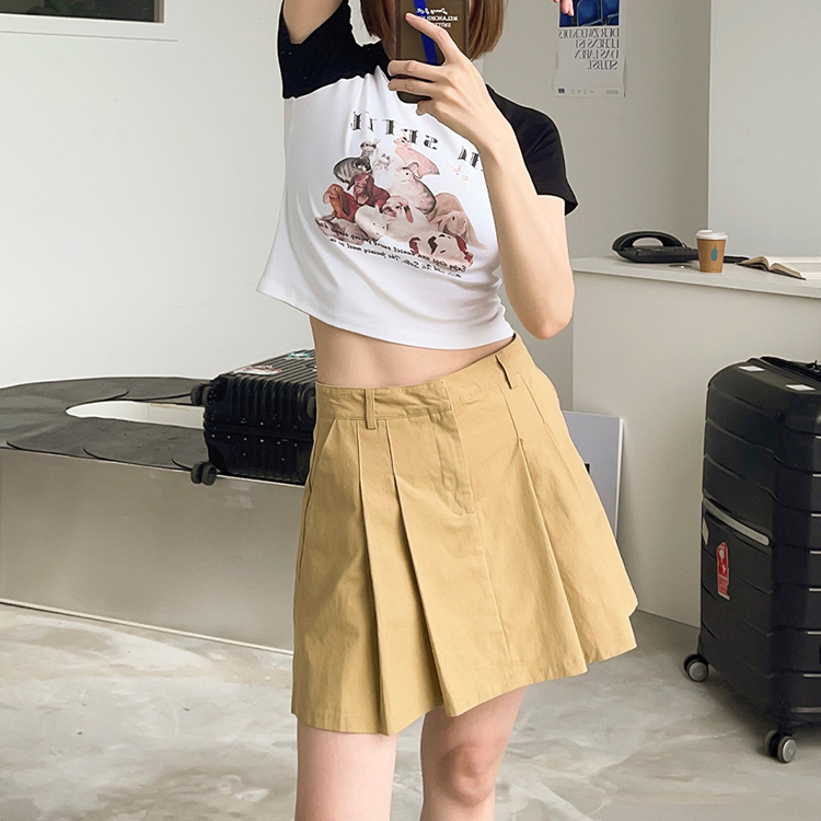 小清新壓褶短裙