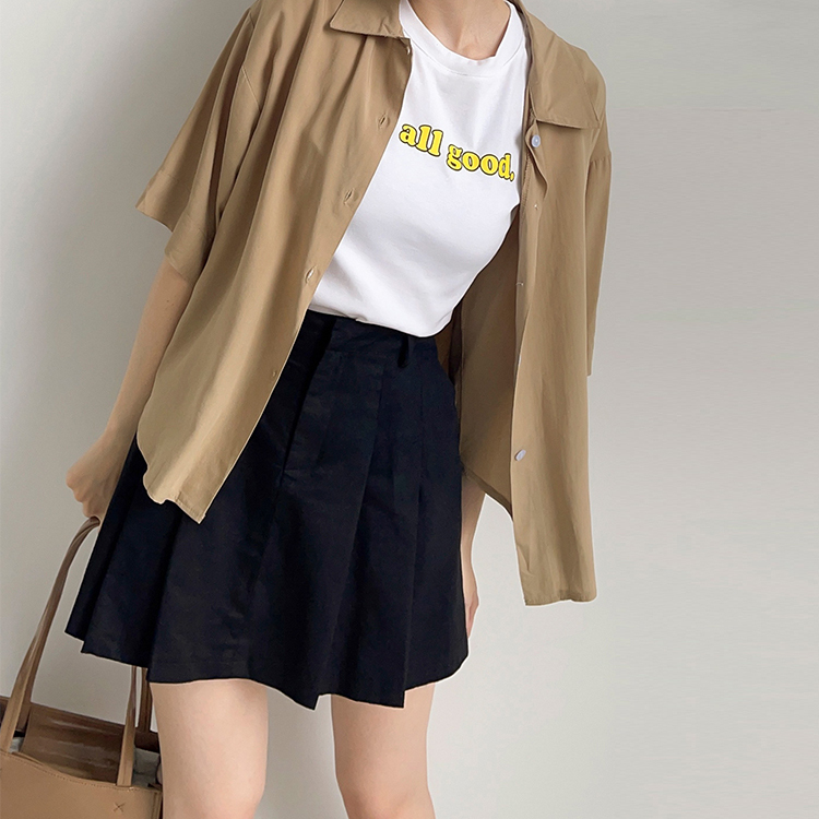 小清新壓褶短裙