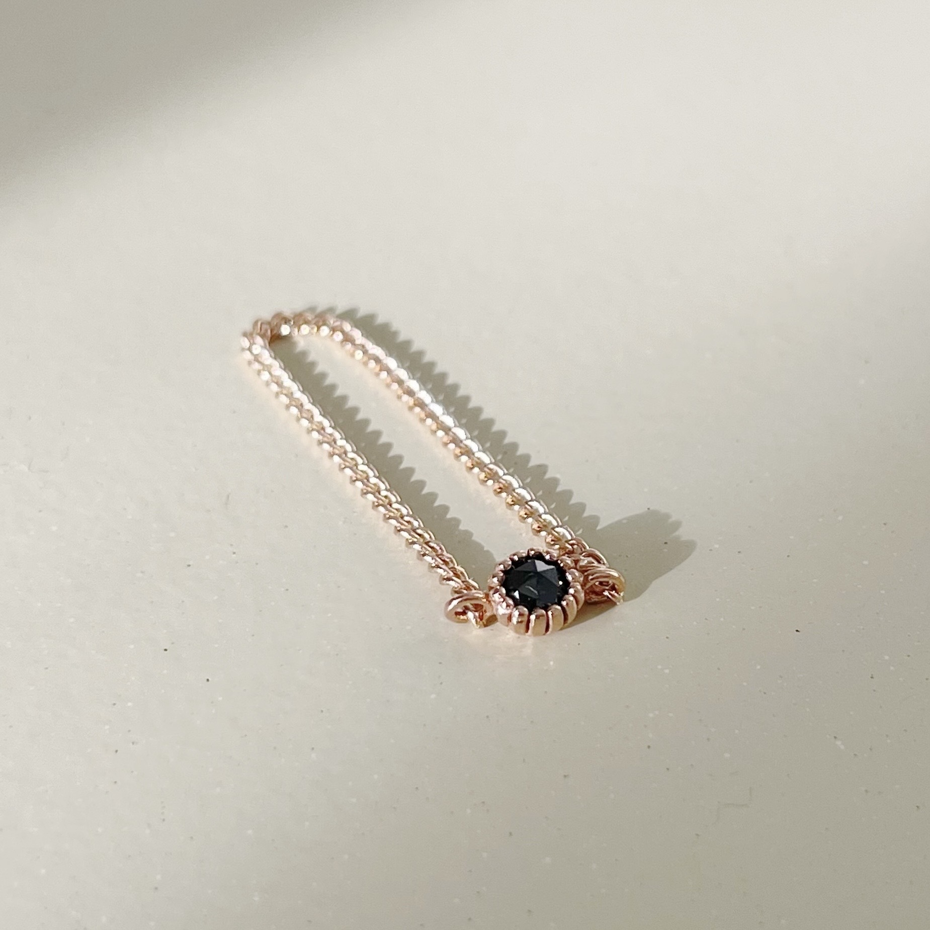 14k蛋糕黑鑽原礦古巴鍊戒