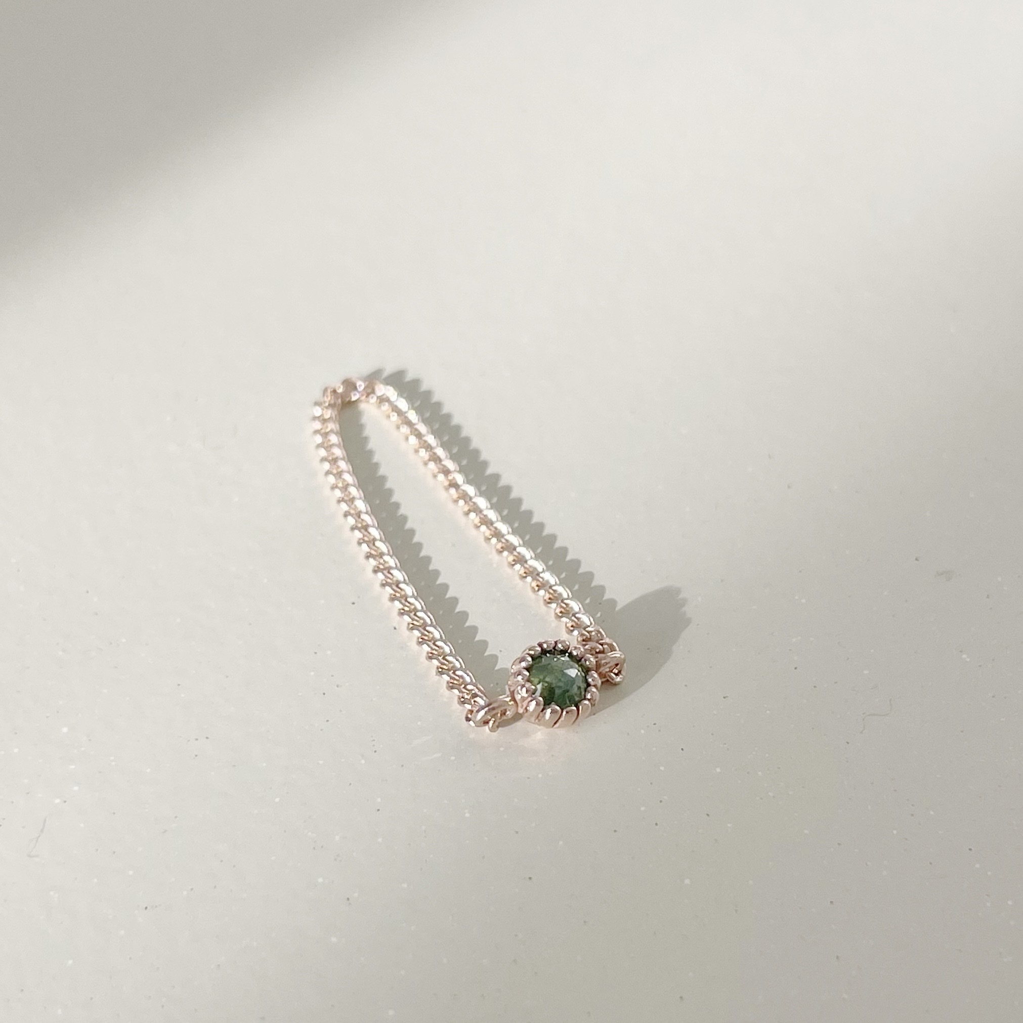 14k蛋糕綠鑽原礦古巴鍊戒