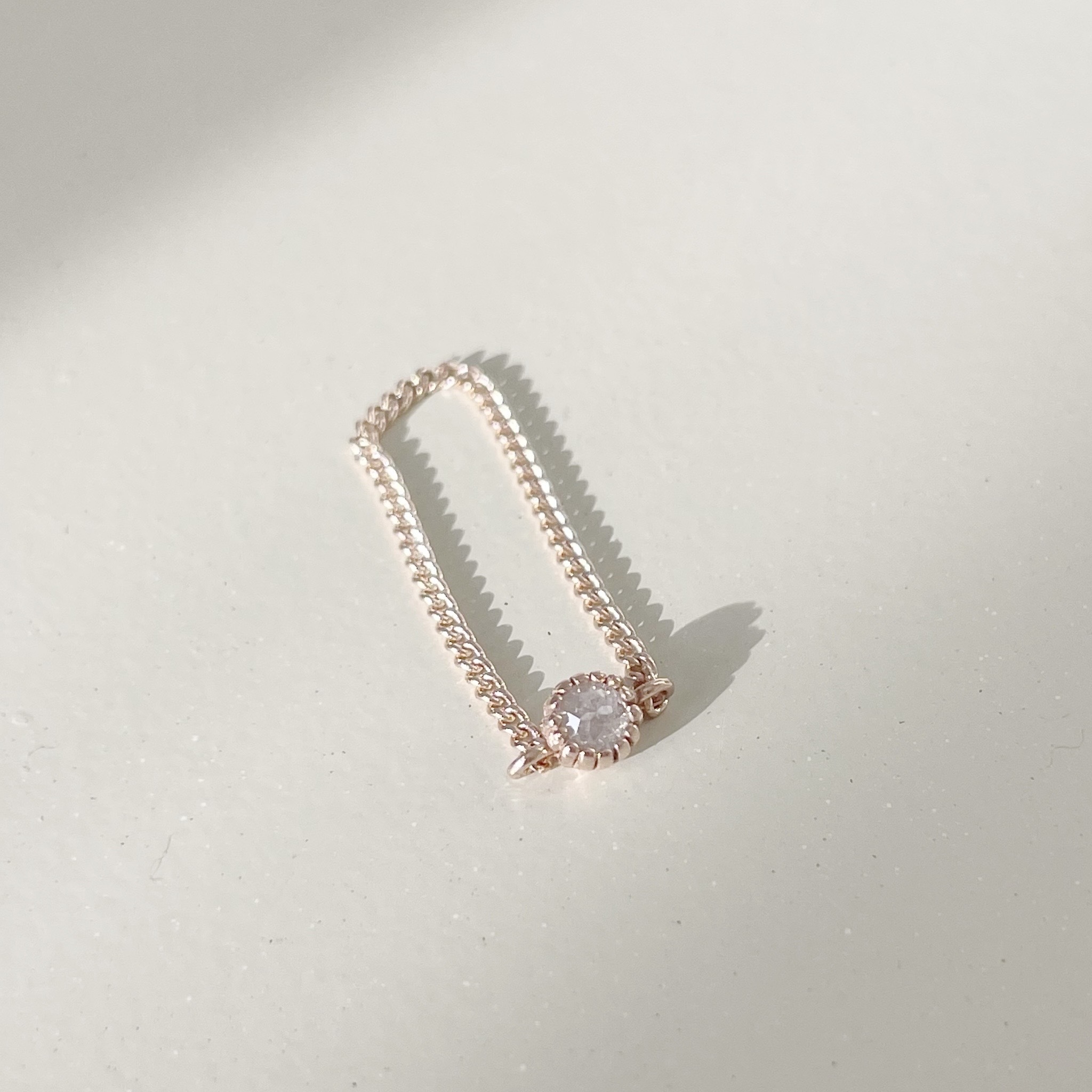 14k蛋糕灰鑽原礦古巴鍊戒