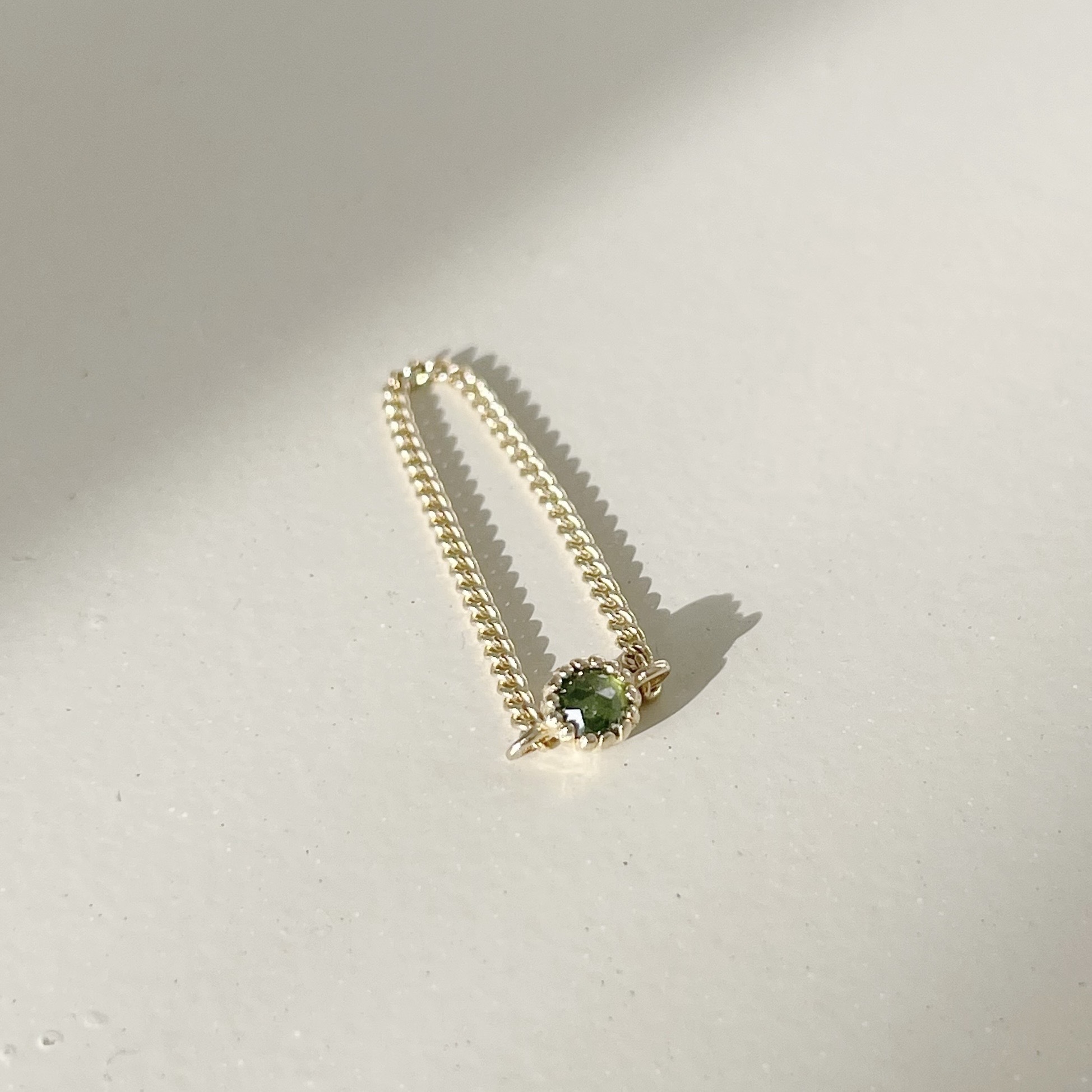 14k蛋糕綠鑽原礦古巴鍊戒