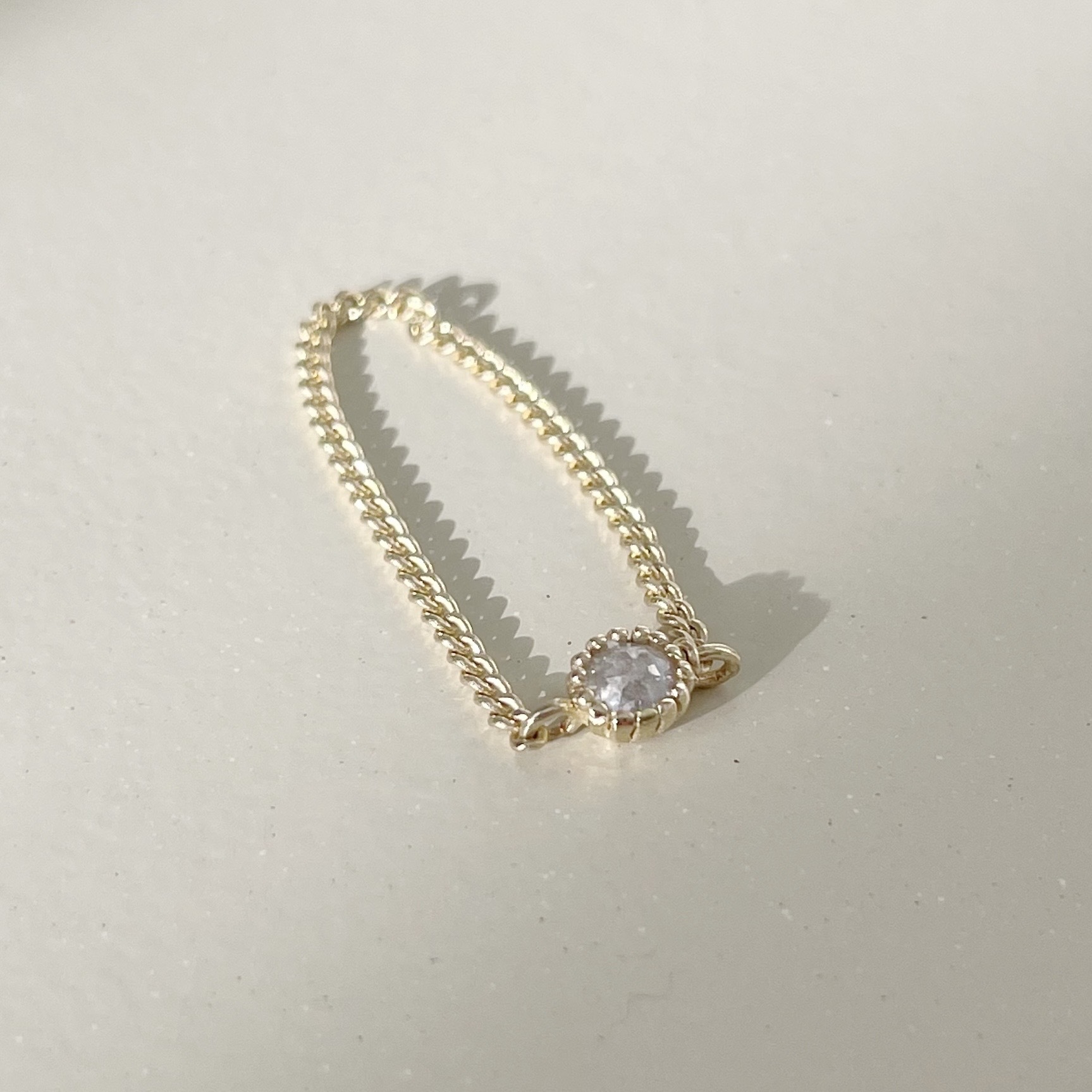 14k蛋糕灰鑽原礦古巴鍊戒