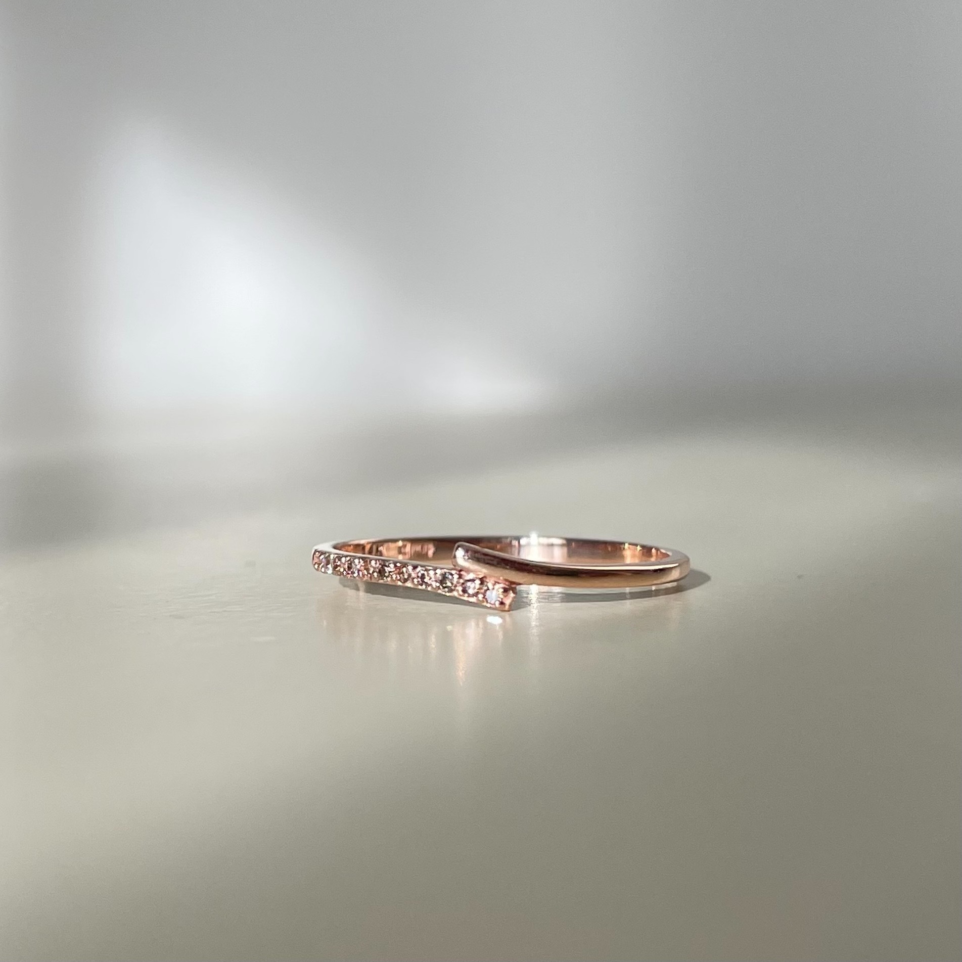 14k交錯排鑽戒指