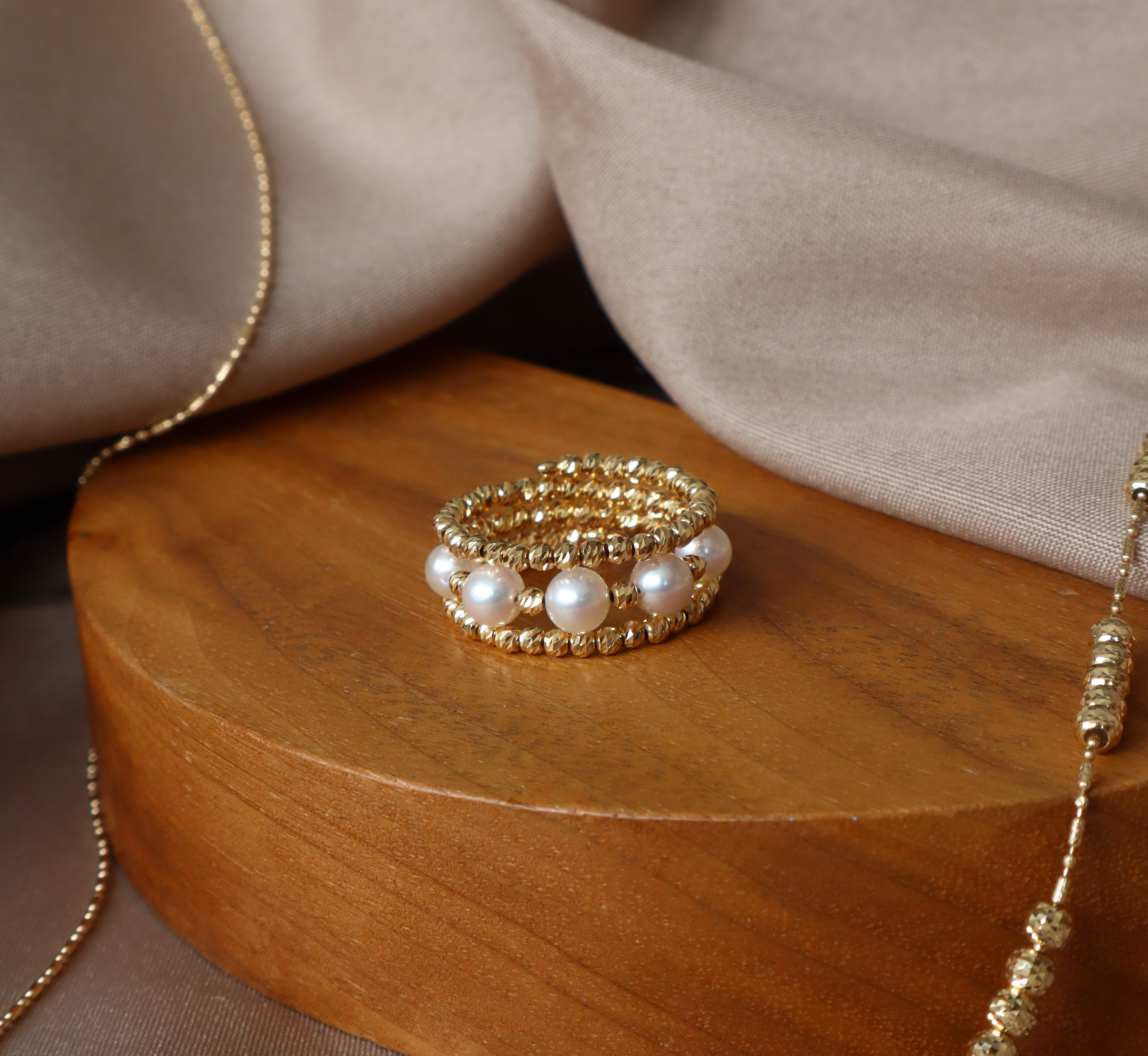 18K/日本設計款系列-珍珠環戒