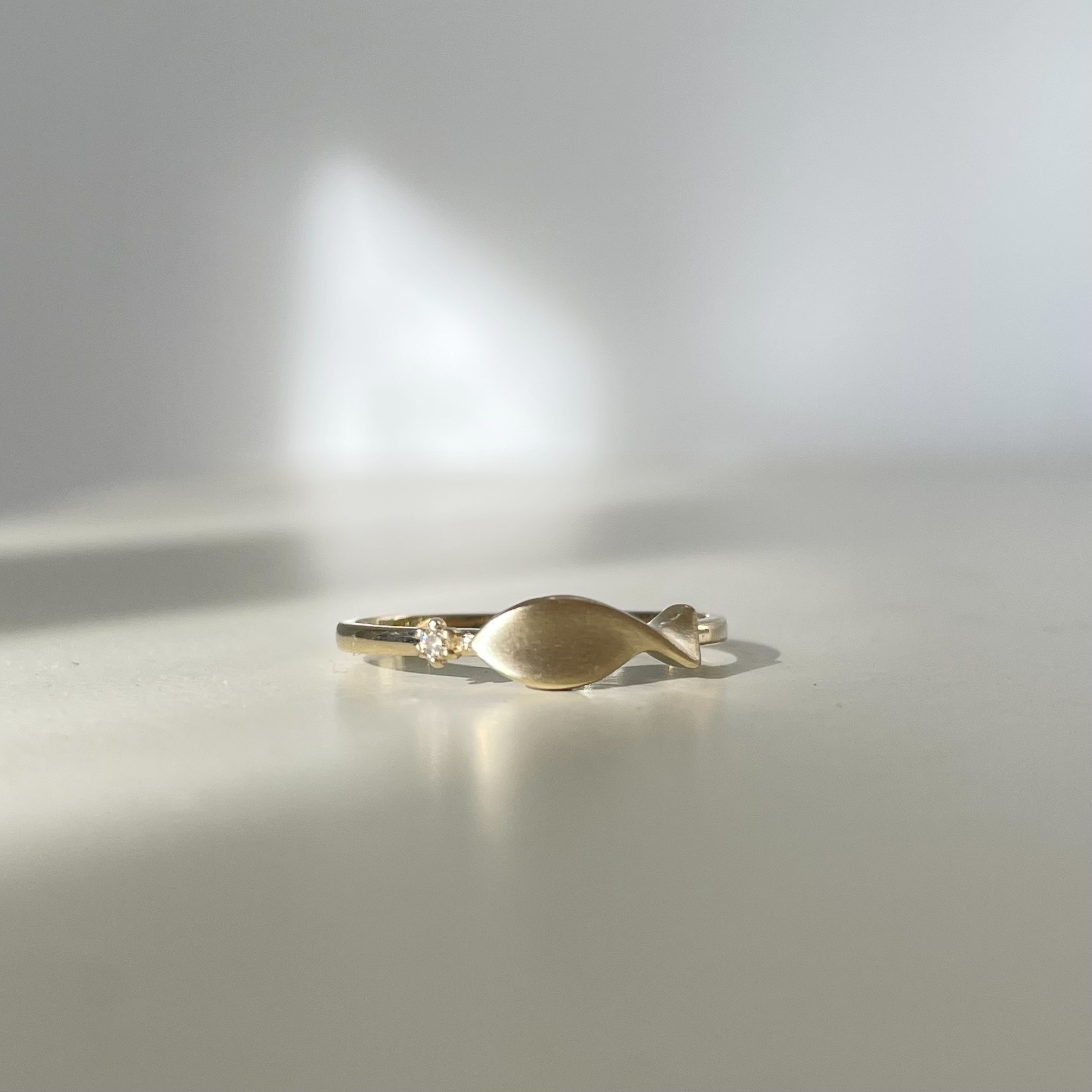 14k立體霧感小魚真鑽戒指