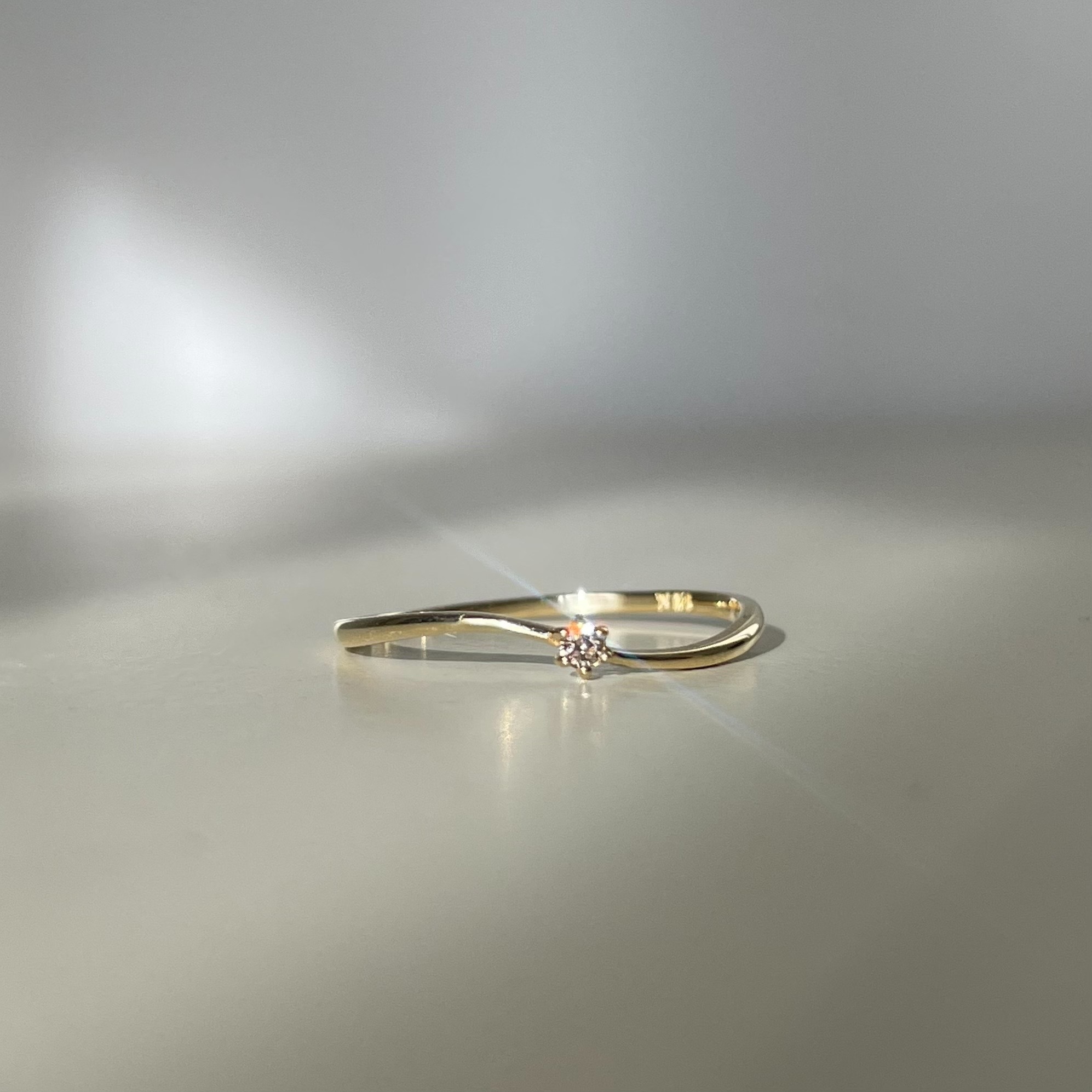 14k波浪六爪真鑽戒指