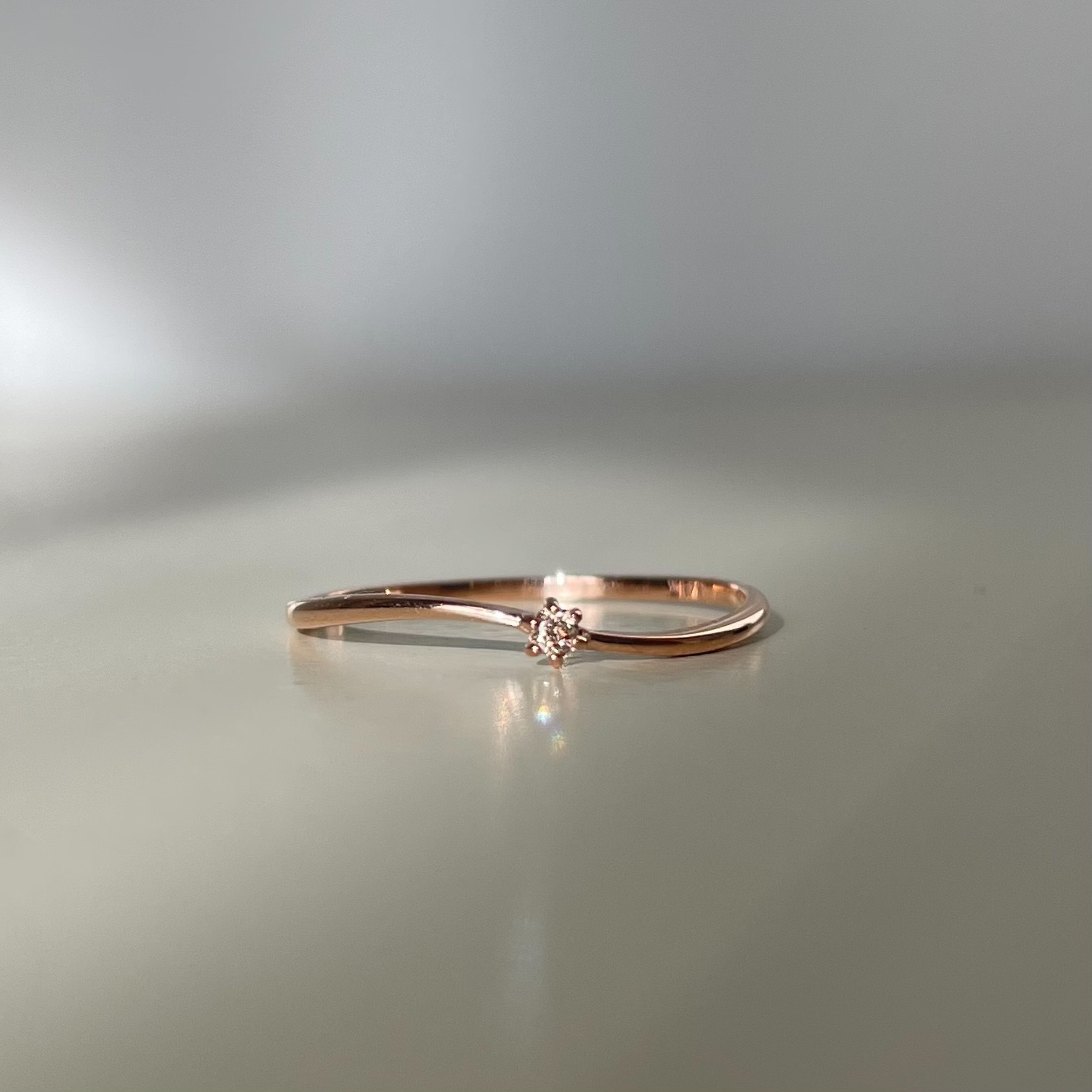 14k波浪六爪真鑽戒指