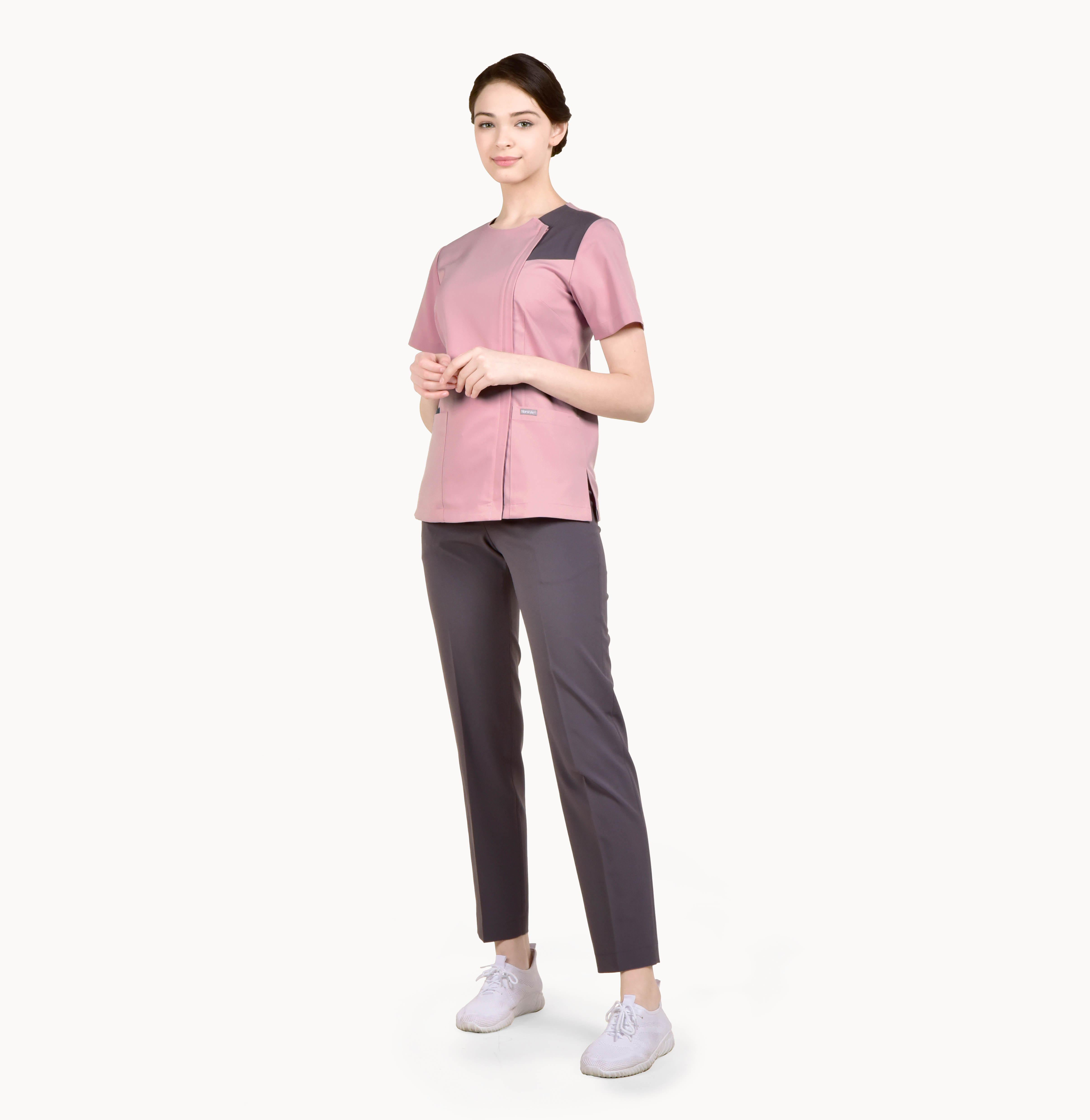 20622 EASYLIGHT 女款鈕扣長褲 亞麻灰