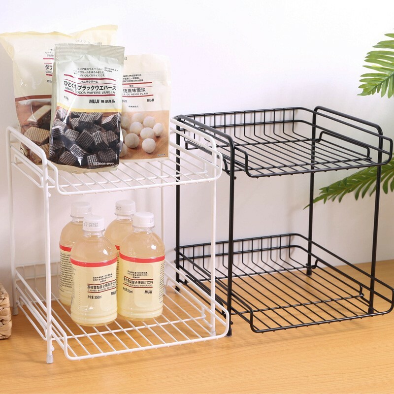 《2734》黑白極簡風雙層置物鐵架