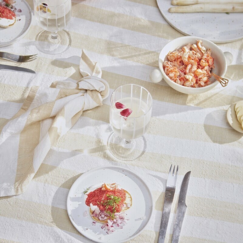 OYOY 有機純棉條紋餐巾 / 香草白