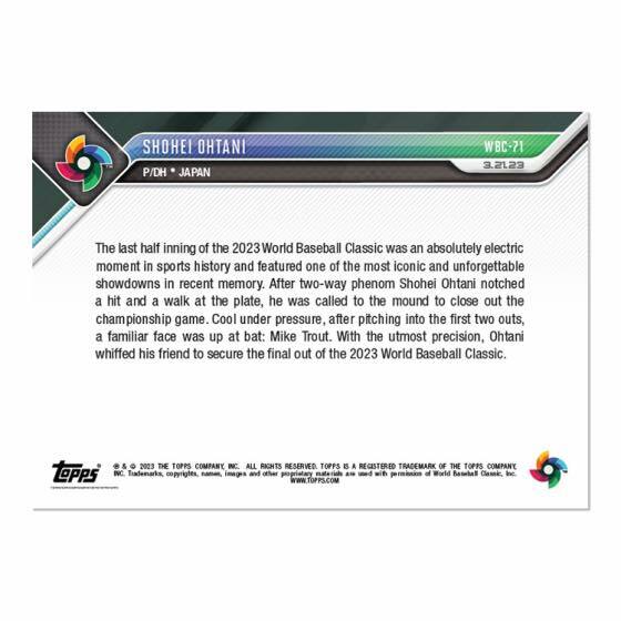 2023 World Baseball Classic TOPPS NOW®Topps JP Card 71 WBC 冠軍戰 絕殺三振 大谷翔平球員卡