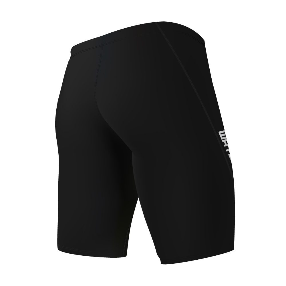 男士經典 LOGO V-cut Panel 五分泳褲 - 黑