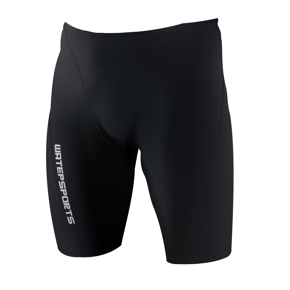 男士經典 LOGO V-cut Panel 五分泳褲 - 黑