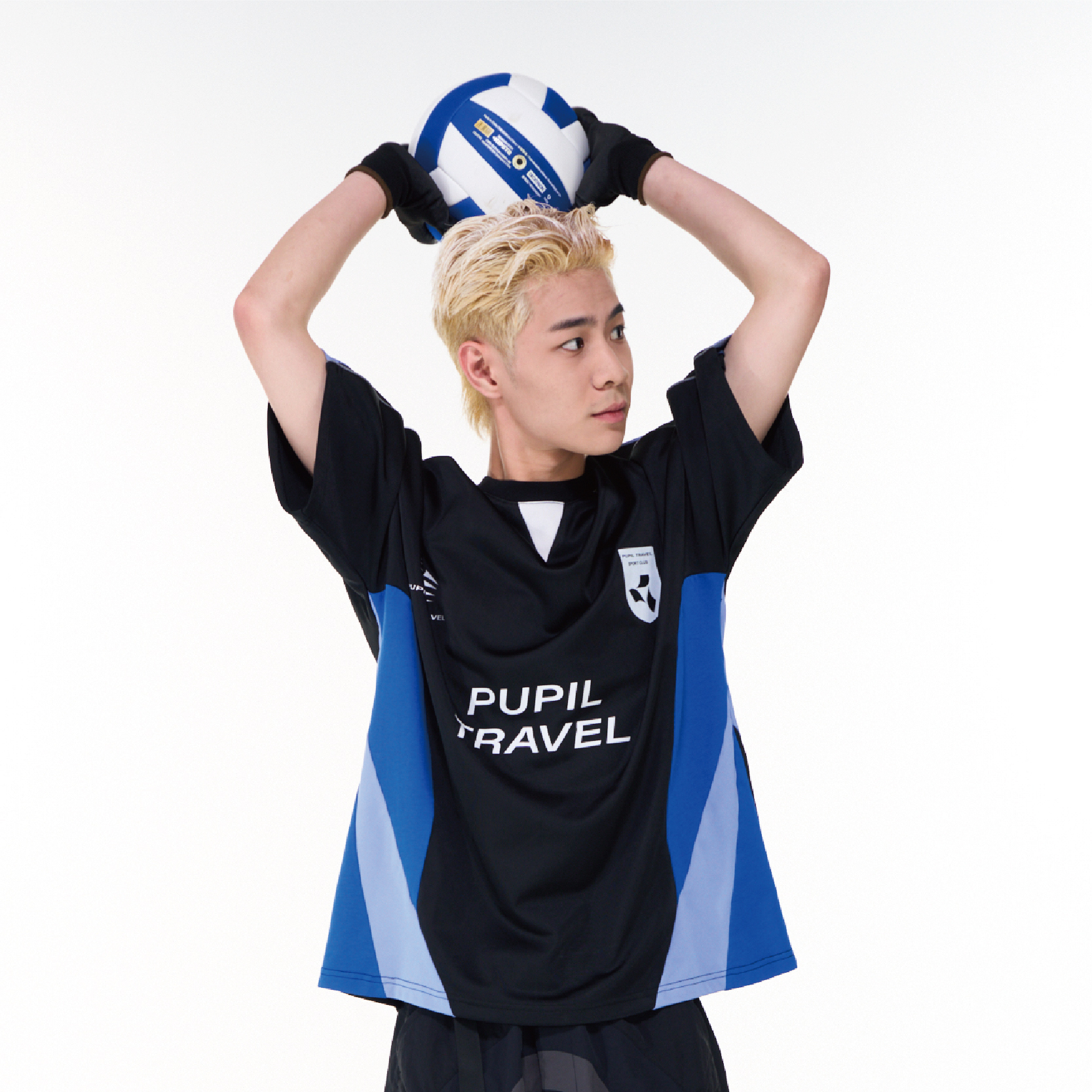 PUPIL TRAVEL 雙色拼接撞色印花連袖球衣T卹