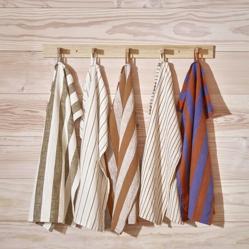 OYOY Kurin 有機棉條紋茶巾2入組- 焦糖天空藍 / 焦糖橘