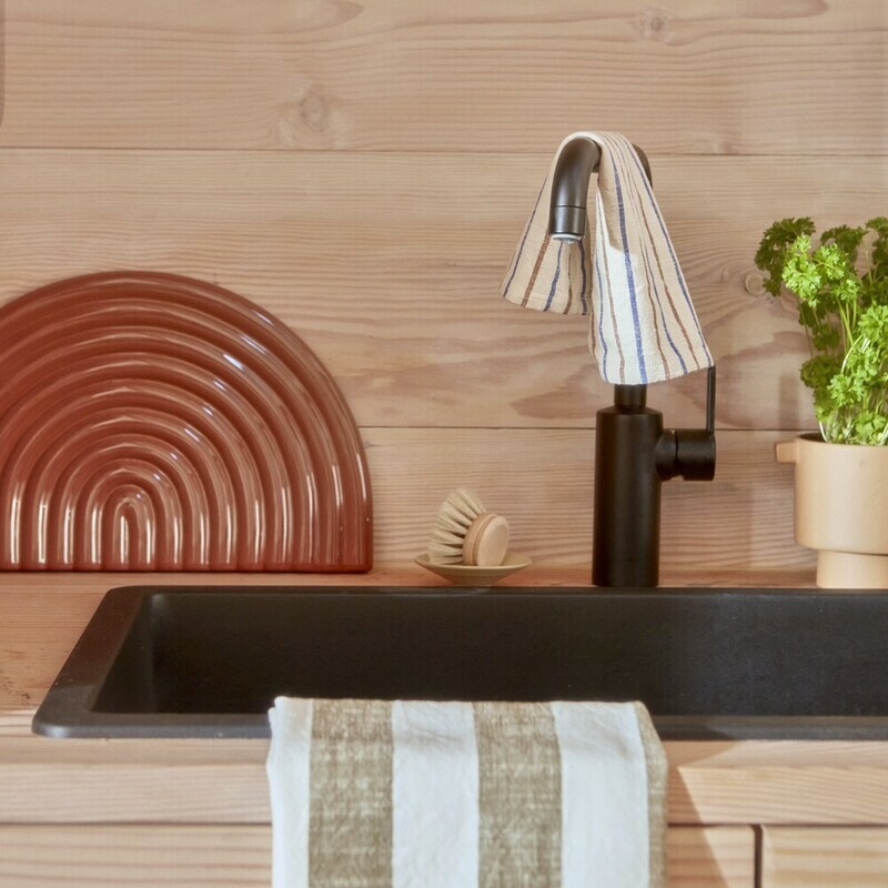 OYOY Kurin 有機棉條紋茶巾2入組- 橄欖綠 / 海軍藍