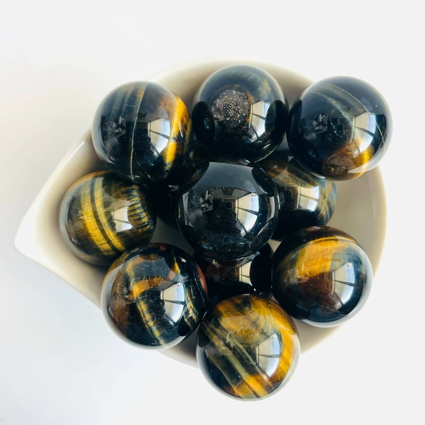 [原石] 藍黃虎眼石 水晶球 2.5公分