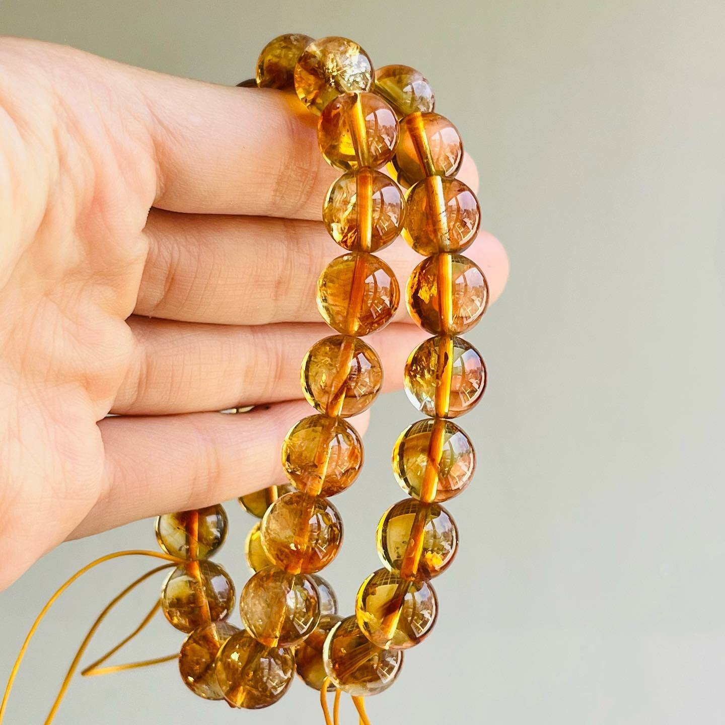 [原石] 天然黃水晶手串 男款