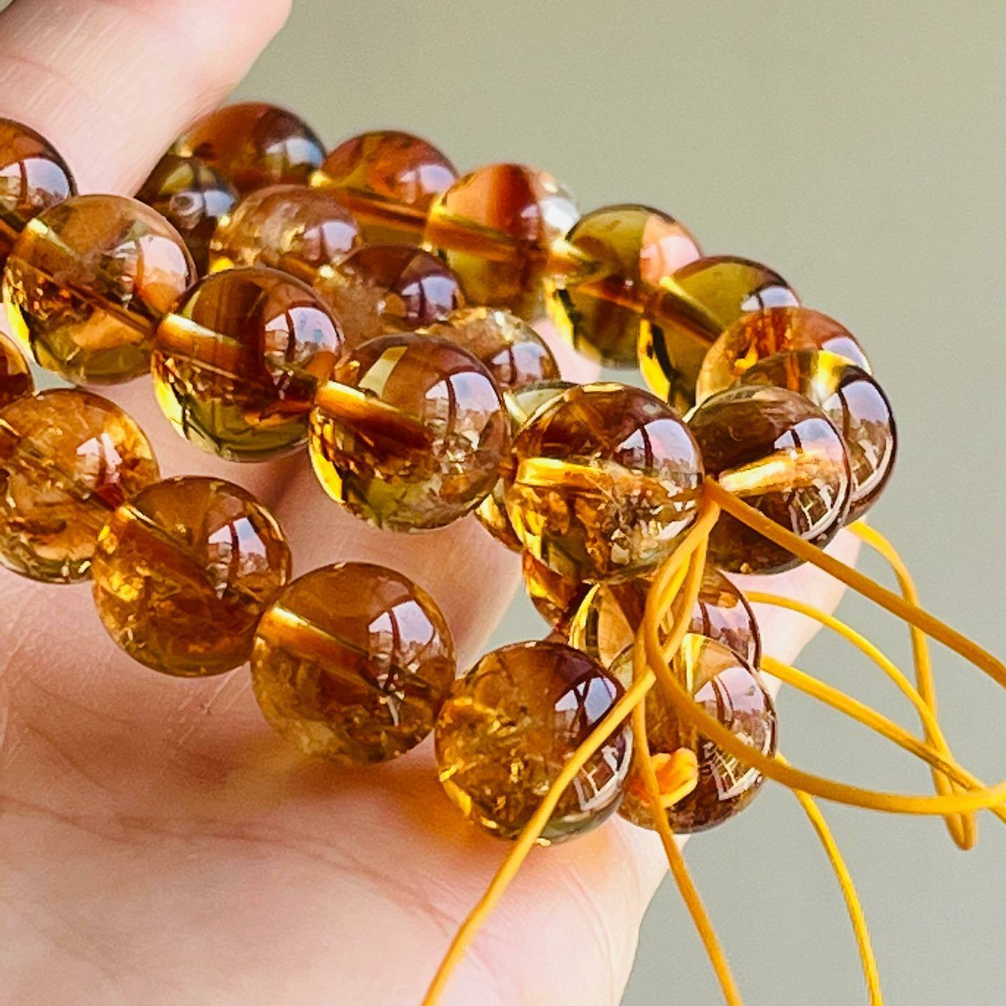 [原石] 天然黃水晶手串 男款