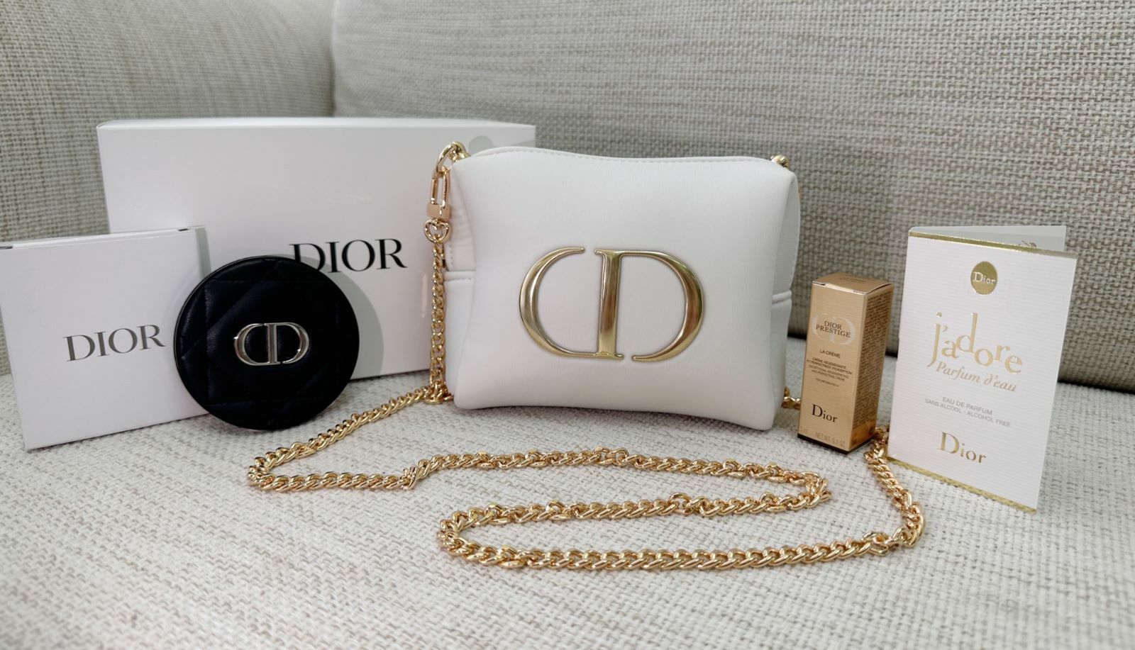 熱賣 Dior白化妝袋套裝包鏈 -M